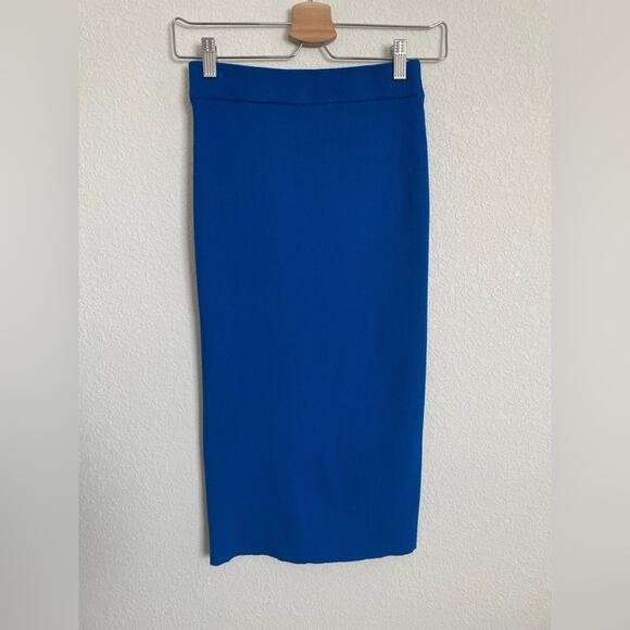 Zara - BLOGGER FAVORITE Blue Knit Midi Skirt size S - Picture 2 of 3